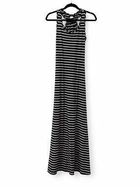 Pinc Black White Striped Maxi Dress Racerback Stretch Medium
